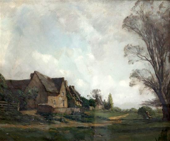 Henry George Moon (1857-1905) Cottages, Holywell, Hunts, 20 x 24in.